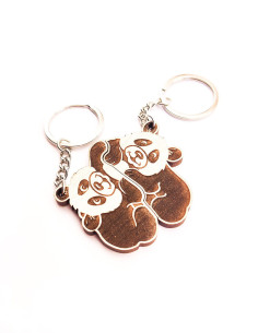 Porte-clés duo pandas – Gravure prénoms personnalisés