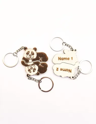 Matching Panda Keychain Set – Personalized Interlocking Gift