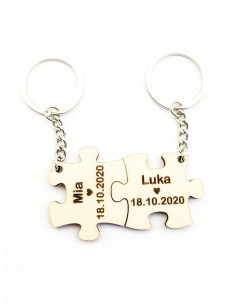 Porte-clés puzzle duo – Gravure prénoms et date 2