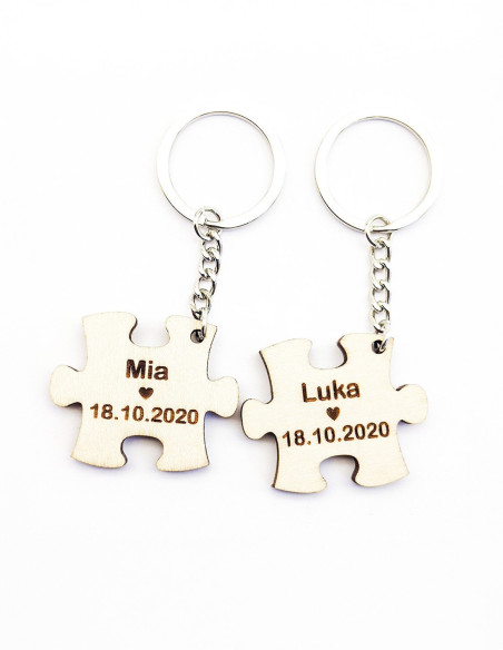 Puzzle Piece Keychain Set – Personalized with Names & Date