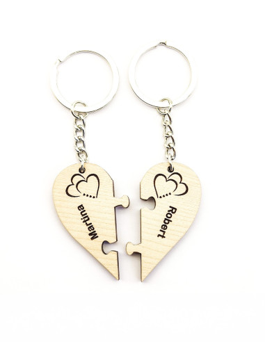 Matching heart keychain set for couples or loved ones