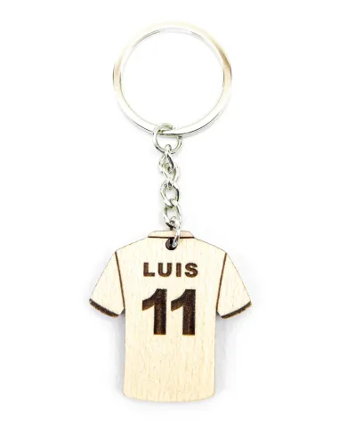 Wooden football jersey keyring shaped for players and fans