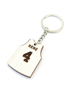 Personalized basketball jersey keychain with name and number