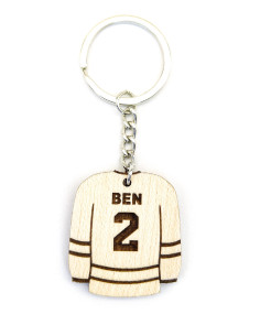 Personalized hockey jersey keychain with name and number 2