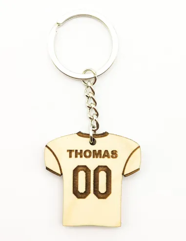 American football jersey keychain with custom name and number