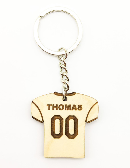 American football jersey keychain with custom name and number