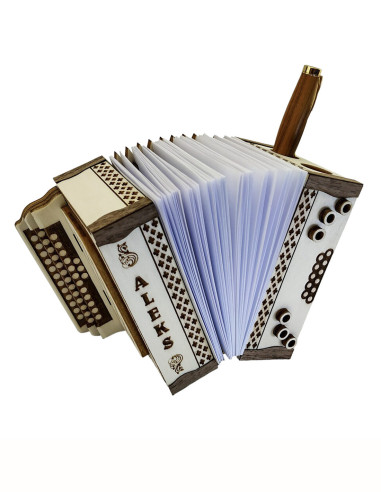 Porte-stylo accordéon personnalisé style slovène avec prénom gravé