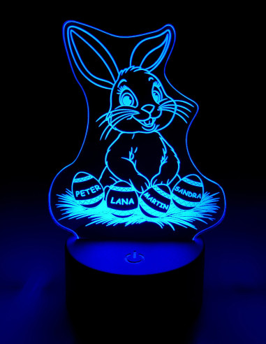 Lámpara LED con conejo de Pascua y huevos personalizados