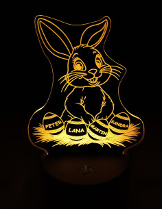 Lámpara conejo de Pascua con nombres personalizados