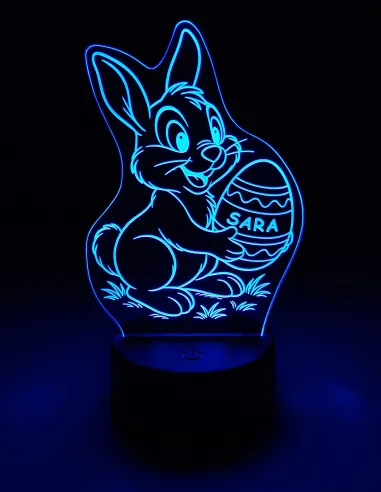 Lampe lapin de Pâques personnalisée avec prénom sur œuf