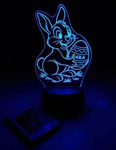 LED Lampe mit Hase und individuellem Namensdesign für Kinder