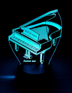 Gepersonaliseerd piano-nachtlampje met naam en boodschap