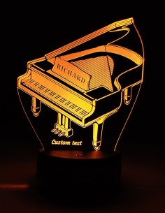 Gepersonaliseerd piano-nachtlampje met naam en boodschap 2