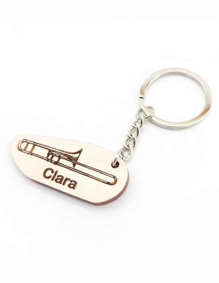 Trombone-sleutelhanger met naam – cadeau voor muzikanten