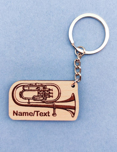Wooden baritone instrument keychain gift for musicians