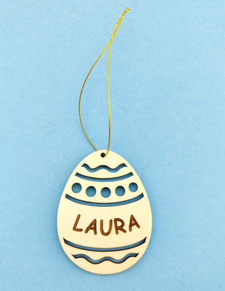 Personalized Wooden Easter Egg Ornament with Name