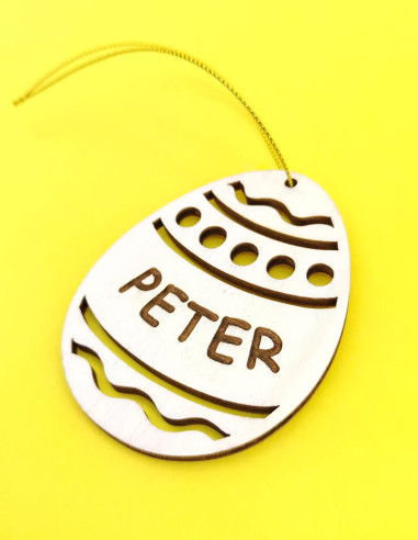 Personalized Wooden Easter Egg Ornament with Name