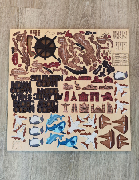 Mappa del mondo in legno – decorazione murale elegante