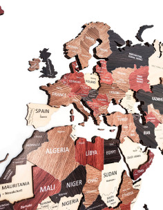 Decorative Wooden World Map Wall Art – Detailed Multicolor Travel Decor with Optional Landmarks 2