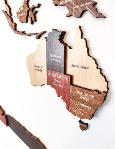 Mapa del mundo de madera – decoración de pared única