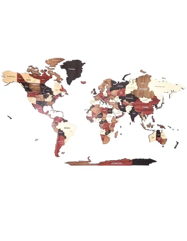 Multicolor wooden world map decor for explorers and travelers