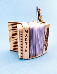 Organiseur de bureau accordéon personnalisé en bois – Porte-stylos et notes gravé 2