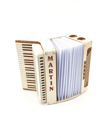 Personalized Accordion Desk Organizer – Wooden Pen & Note Holder Gift