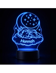 Personalisiertes Prinzessin LED Nachtlicht mit Name in Blau