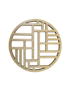 Wooden coaster with laser-cut rectangle pattern 2