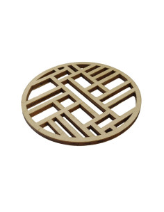 Wooden coaster with laser-cut rectangle pattern