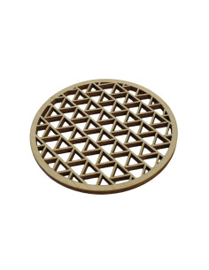 Wooden drink coaster with geometric triangle cutouts