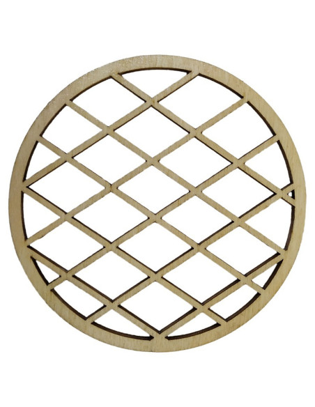 Drewniana podkładka z ażurowym wzorem kratki na kubki lub szklanki