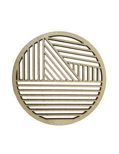Wooden drink coaster with angled geometric line pattern 2
