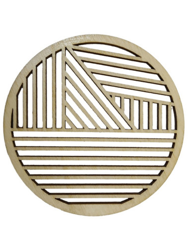 Sous-verre rond graphique en bois pour tasse ou verre