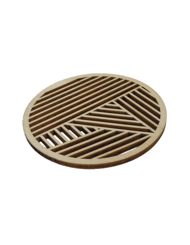 Dessous de verre en bois avec motif de lignes géométriques