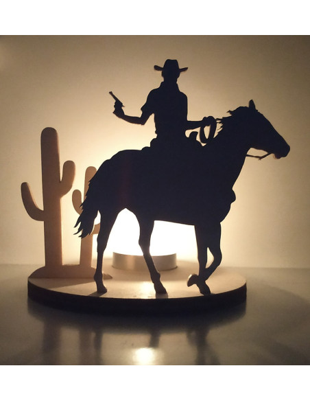 Western-style silhouette candle scene for rustic home decoration
