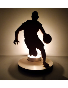 Wooden candle holder of a basketball player dribbling 2