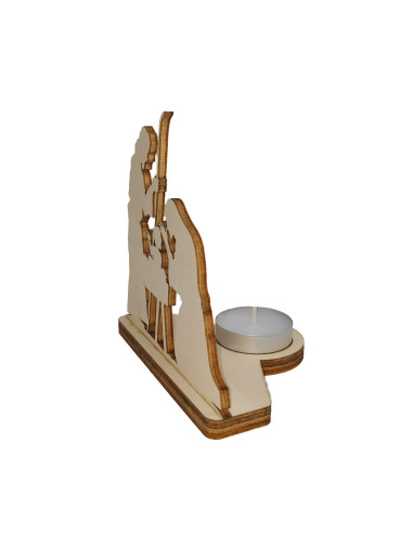 Christmas crib candle holder - side view