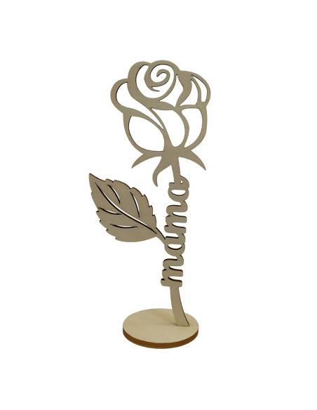 Rosa de madera personalizada con nombre o palabra – regalo eterno