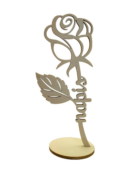 Laser gesneden houten bloemen decoratie met persoonlijke tekst, ideaal cadeau voor speciale gelegenheden