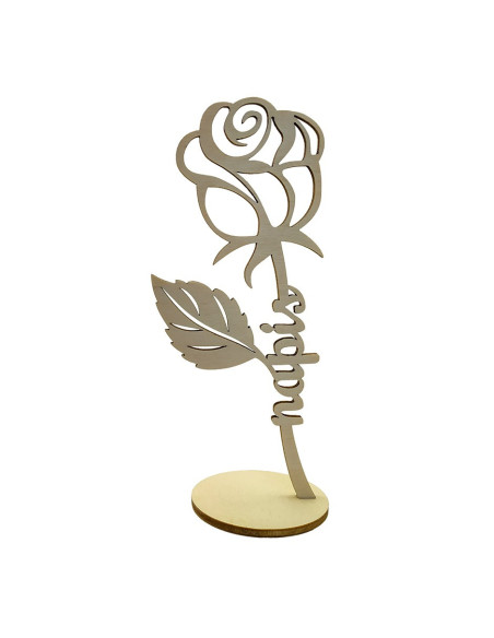 Detailansicht der lasergeschnittenen Rose mit individuellem Namen