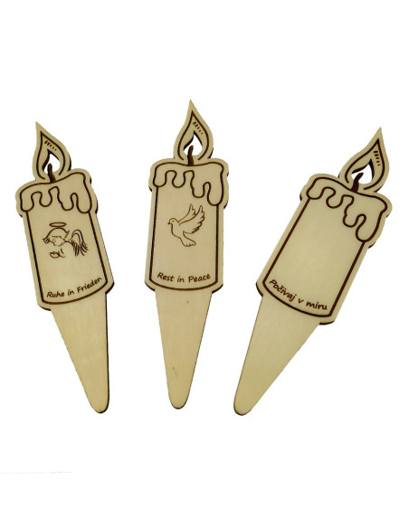 Set of wooden memorial candles with custom engraving options