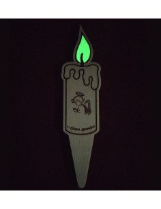 Three wooden grave candles with engraved angel, rose, and dove designs. 2