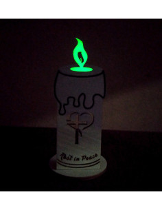 Wooden memorial candle with cross and heart engraving 2
