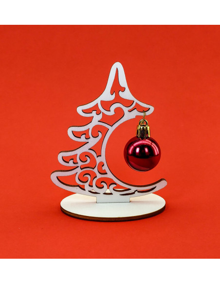 Mini árbol navideño decorativo de madera con base