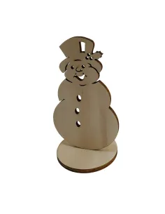 Wooden snowman tabletop decoration with round stand 2
