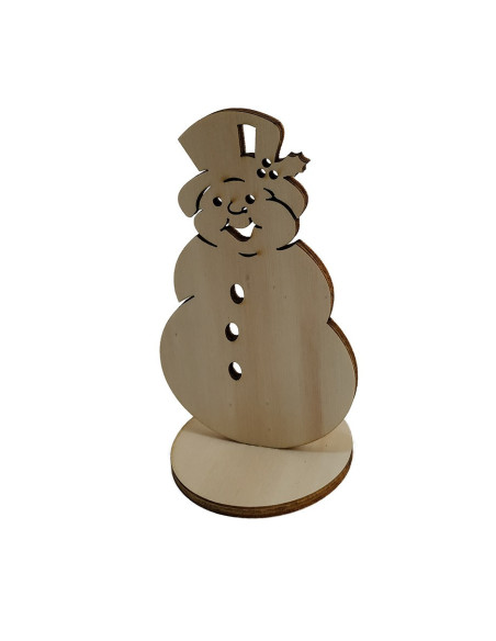 Silhouette en bois de bonhomme de neige pour décoration de Noël