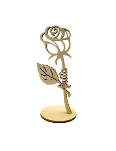 personalized wooden rose on stand with custom name cut into the stem 2