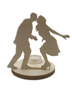 Romantic candle holder with kissing couple shadow design
