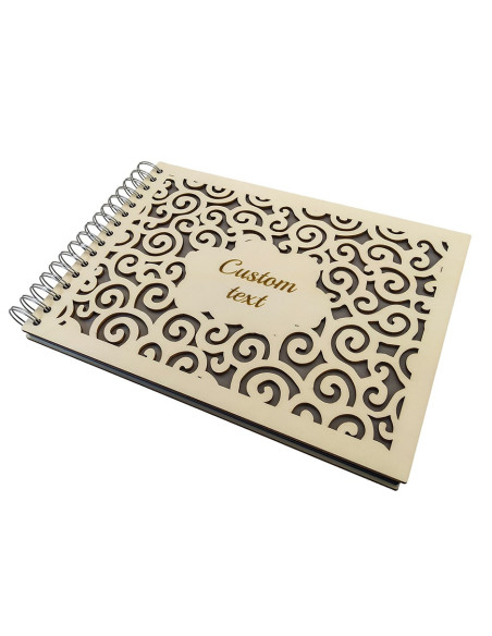 Personalized Photo Album With Custom Wooden Covers - Cloud Design